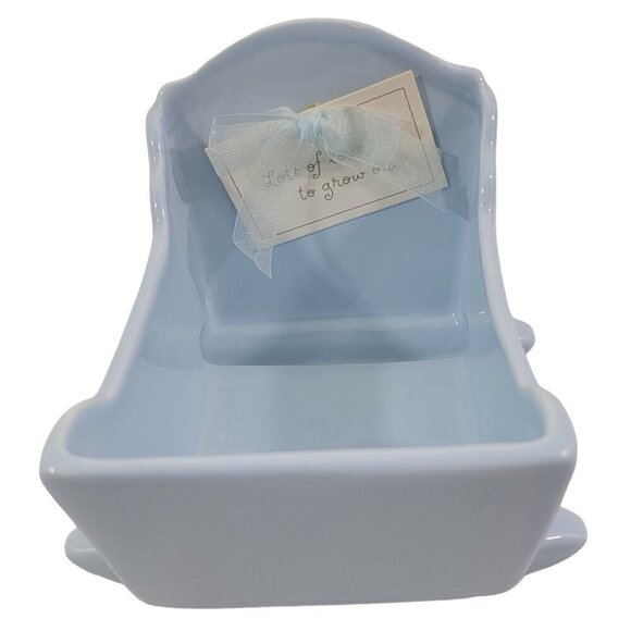 Hallmark Signature Baby Boy Blue Ceramic Keepsake Cradle Rocker Lots of Love - Picture 1 of 16